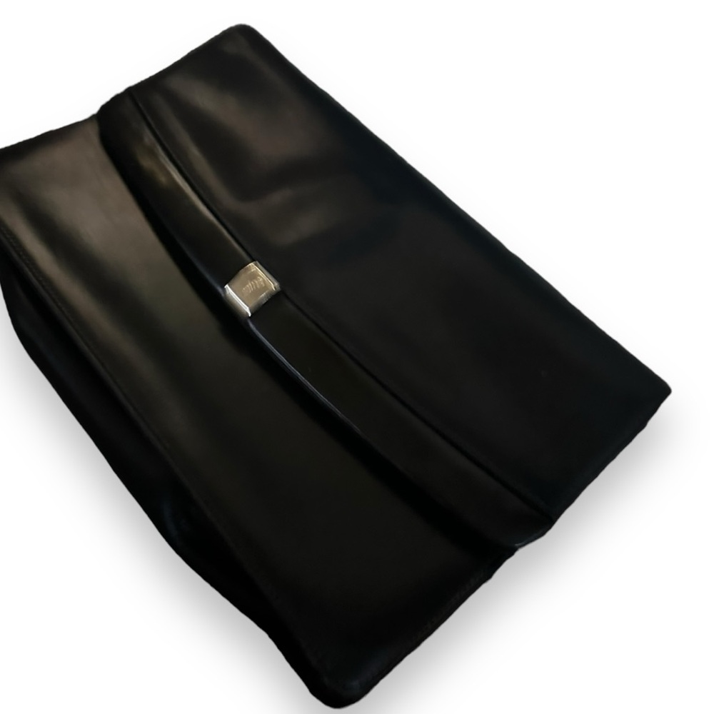 SALVATORE FERRAGAMO Vintage Black Leather Clutch Bag | Authentic |Vintage